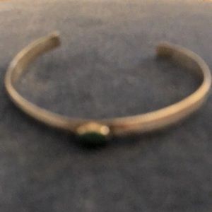 Simple sweet sterling silver malachite bracelet cuff